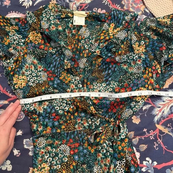 Vintage 70s Jody T of California Mesh Lace Black Floral Midi Wrap Dress size 7 - Picture 10 of 14